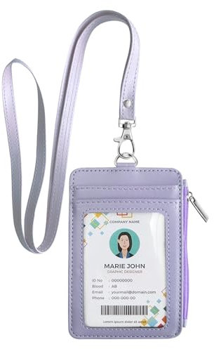 bolimoss Porte-badge 2 en 1 et lanière pour femme et enseignante, plusieurs emplacements pour cartes d'identité, étui portefeuille en cuir synthétique avec cordon tour de cou amovible, 1 fenêtre pour