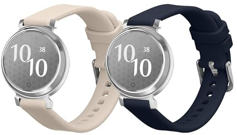 kwmobile Strap Compatible with Garmin Lily 2 Strap - Replacement Silicone Watch Band - Dark Blue/Beige