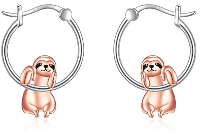 Faultier Ohrringe für Damen 925 Sterling Silber Faultier Creolen Ohrringe für Mädchen Faultier Schmuck Geschenk