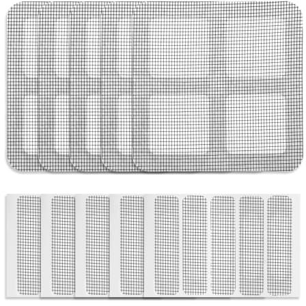 20 Sheets Window Screen Patches Repair Kit Sticky Screen Repair Tape Breathable Fly Screen Repair Kit Self-Adhesive Window Screen Mesh Tape Screen Patch Tape for Window and Door Tears Holes