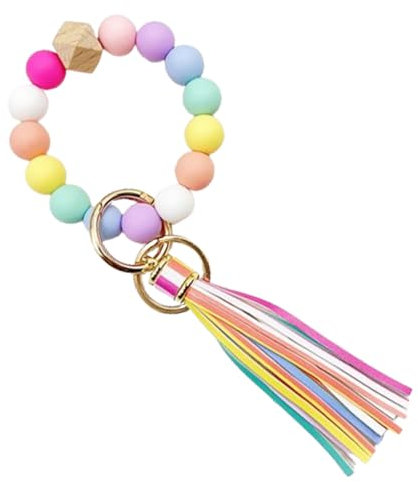 Fc'Noqgn Damen Autoschlüsselanhänger, Armband mit Perlen Autoschlüsselanhänger, Damen Quaste Geschenk