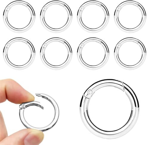GESDYO 10 Stück O-Ring Round Carabiner 39 mm Spring Key O-Ring Zinc Alloy Carabiner Spring Split Rings Key for Crafts, DIY Bag Rings Craft Making, Bag Accessories