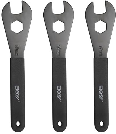 TNSLAND Juego de 3 cierres cónicos de 17 mm, 18 mm, 19 mm, juego de llaves cónicas para bicicleta, herramientas de reparación de acero al carbono, herramienta de reparación para bicicleta