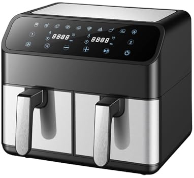TIHONORI 8L Stainless Steel Double Pot Air Fryer Multifunctional Household Electric Fryer for Quick, Easy Meals