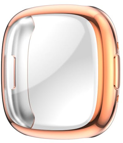 Hülle für Fitbit Versa 4/Sense 2 Schutzfolie Schutzhülle, Silicone TPU Displayschutz Case Cover, Anti-Kratz Anti-Staub Schutz Gehäuse für Fitbit Versa 4/Sense 2 (Rose)
