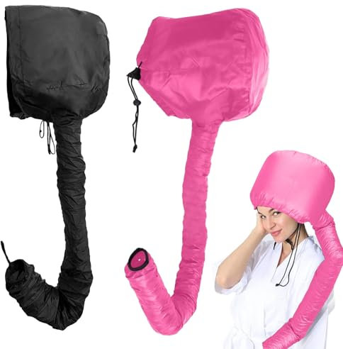 2 Stück Trockenhauben Für Haare Trockenhaube Föhnhaube Fönhaube Satin Diffuser Cap Für Locken Trockenhaube Für Locken Bonnet Hair Dryer Satin Diffuser Cap Trockenhaube Für Haare Schwarz Rosa
