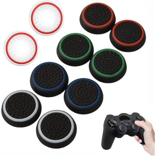 Tappi per pollice per controller di gioco, 5 paia/10 coperture per joystick in silicone, luminose e antiscivolo, per 360, Xbox One, PS2, PS3, PS4, PS5, multicolore