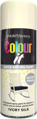MIXEL Ivory Silk Gloss Finish Spray Paint, Quick Drying Formula, DIY Projects, Ideal For Wood, Metal, Plastic, Perfect For Crafting, Home Décor, Interior & Exterior Use, 400ml, (1 Pcs)