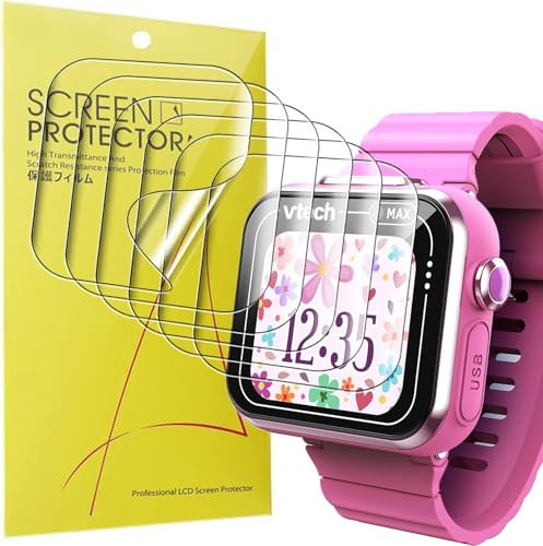 Lamshaw 6 Piezas Protector de Pantalla para VTech KidiZoom SmartWatch MAX,Resistencia a los arañazos,Sin Burbujas,HDTransparente, (TPU-6Piezas)