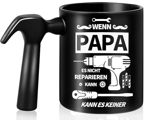 Vatertagsgeschenk für Papa Tasse Geschenk mit Hammergriff, Geburtstagsgeschenk für Papa, Lustige Keramik Kaffeetasse für Vater Männer Geschenk Geburtstag Weihnachten(350ML)