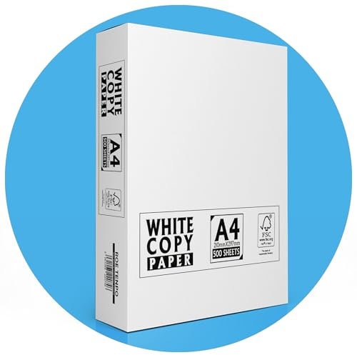 Roe Tenpo A4 Printer Paper, 500 Sheets, Smooth White Paper Finish, Compatible with Inkjet & Laser Printers - Ideal for Home & Office Use, Copying, Printing Flyers, Reports, and More-Packaging may vary