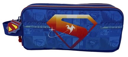CYPBRANDS – Superman, zylindrisches Federmäppchen, Schulbedarf, Federmäppchen, Blaue Farbe, offizielles Produkt