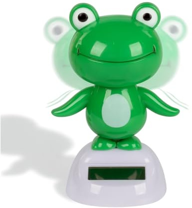 formano Solar Wackelfigur Frosch 6x10cm lustige Dekofigur solarbetrieben tanzend - Geschenkidee für Auto, Büro & Fensterbank - in transparenter Geschenkbox Solar, Keine Batterien nötig