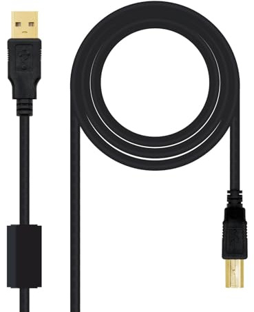 Câble USB 2.0 pour imprimante, ferrite, type A mâle vers type B mâle, longueur 2 m, idéal pour le transfert de données.