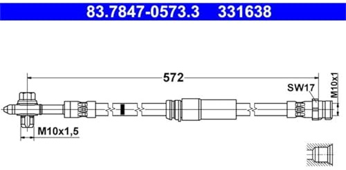 ATE Brake Hose Front Axle Suitable for Caddy, 83.7847-0573.3