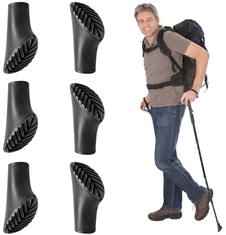 6 Stück Nordic Walking Stöcke Gummipuffer, Walking Stöcke Gummipuffer, Gummipuff für Wanderstöcke, Ersatz Gummi Puffer Durchmesser 11mm für Asphalt Kies Berge Wandern
