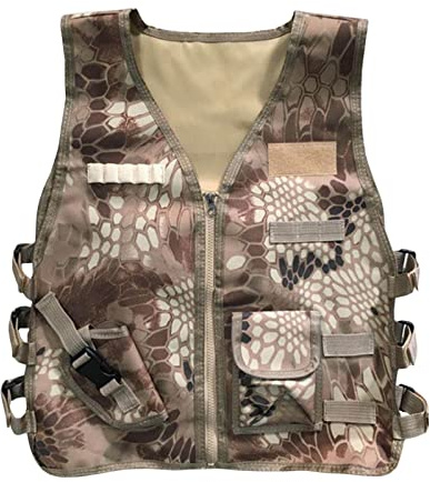 Folpus Gilet da esterno per bambini traspirante con gilet multifunzione multitasche Gilet da allenamento Gilet da allenamento per giochi di ruolo per, Deserto 40cm