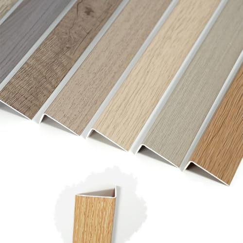 Rutschfeste Treppenprofile aus Aluminium, L-Profil, Treppenkantenprofile for 36- und 48-Zoll-Treppen, Treppenkantenprofile in Holzoptik for Holzböden, Fliesen, Laminat(Light Oak,L 36in/90CM)