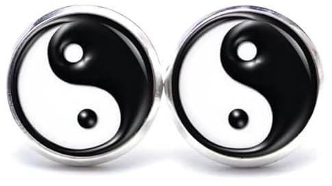Ohrringe Ying Yang schwarz weiß – Ohrstecker/Ohrhänger/Clips – Edelstahl/Bronze/Schwarz – Größen 8–14 mm – Handgefertigt