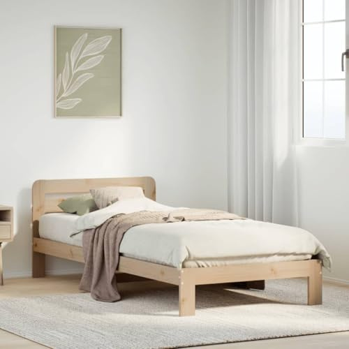 QJBSAVVA Massivholzbett 90x200 Kiefernholz Jugendbett einzelbett mit Lattenrost und Kopfteil Stauraum unter dem Bettgestell Robustes Design für Schlafzimmer und Gästezimmer