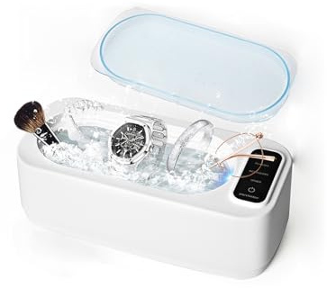 Nettoyeur Ultrasons avec 350ml Bac a Ultrason, 50KHz Nettoyeur Ultrason Lunettes avec 4 Réglages, Portable Ultrasonic Cleaner pour Bijoux, Lunettes, Diamants, Dentiers, Montres