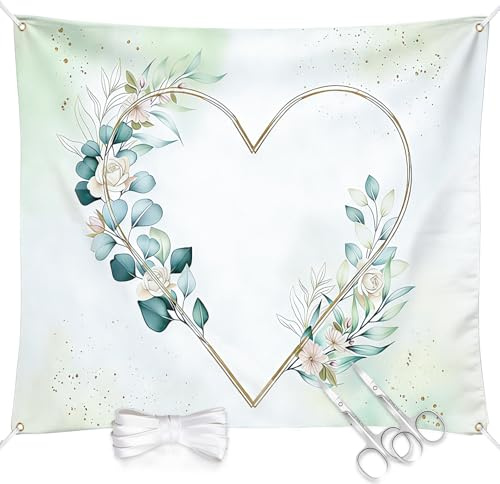 Hochzeitsherz zum Ausschneiden mit 2 Scheren und Seil, ZonYan Hochzeitslaken mit Herz, Herz zum Ausschneiden Hochzeit, Hochzeitsspiel für das Brautpaar, Hochzeit Bettlaken Standesamt Deko(B)