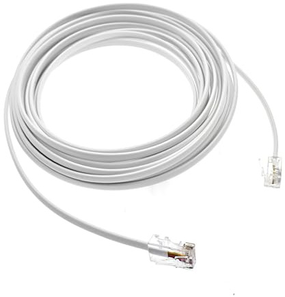 JZK 5M Blanco RJ11 a RJ45 Cable para módem – Cable de conexión ADSL de banda ancha de alta velocidad, cable de datos telefónico plano (6P4C a 8P8C macho) para enrutador y conexiones de red