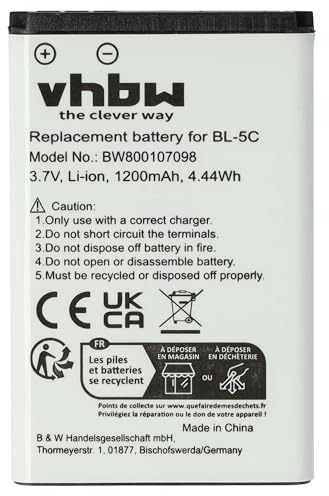 vhbw Akku Ersatz für Wiko Lubi2 für Handy Smartphone Telefon (1200 mAh, 3,7 V, Li-Ion)