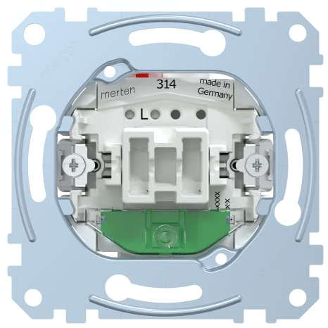 Schneider Electric Merten MEG3536-0000 Aus/Wechselschalter-Einsatz mit Orientierungslicht, 1-polig, 16 AX, AC 250 V, Steckklemmen, Unterputz zum Einbau von Schalter und Steckdose