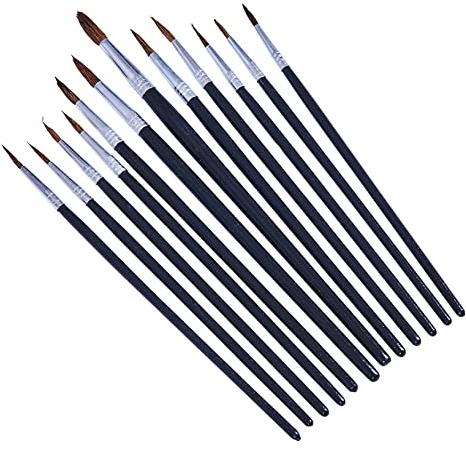 Amtech – 12pc Fine Pointed Tip Art Brush Set, Precision Brushes for Detail Work