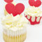 Red Heart Cake Decorations by Deb's Kitchen Cakes - Edible Wafer Stand Up Hearts - Red Cupcake Hearts - Heart Cake Toppers