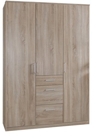 Wimex Kleiderschrank/ Drehtürenschrank Click, 3 Schubladen, (B/H/T) 90 x 199 x 58 cm, Eiche Sägerau/ Absetzung Weiß