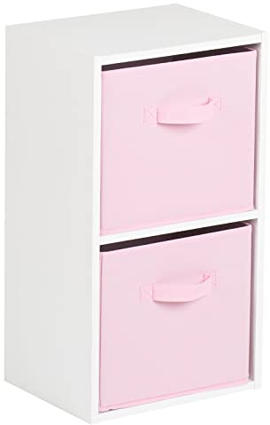 Hartleys 2 Tier White Cube Unit - Pink Storage Boxes
