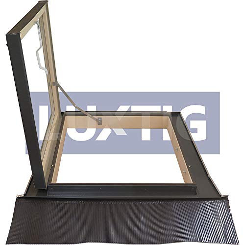 Lucernario per Tetto a Libro Finestra per Mansarda Skylight Laterale in Legno Alluminio Apertura Laterale per Uscita. Abbaino Certificato. Doppio Vetro per Isolamento Luxtig Dimensione Misura cm 55X98