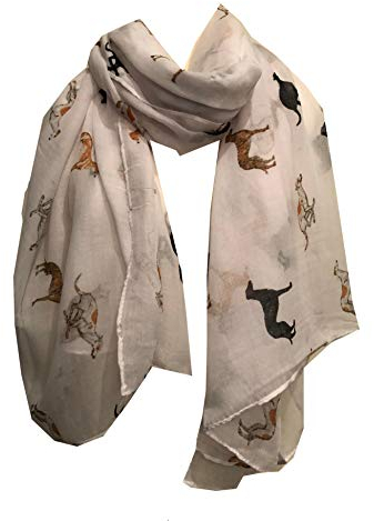 Pamper Yourself Now Damen-Schal mit verschiedenfarbigen Windhunden, fantastisches Geschenk für Windhunde., weiß, 185cm X 70cm