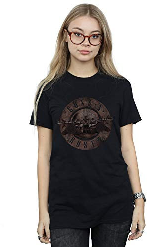 Absolute Cult Guns N Roses Women's Sepia Bullet Boyfriend Fit T-Shirt Black Medium