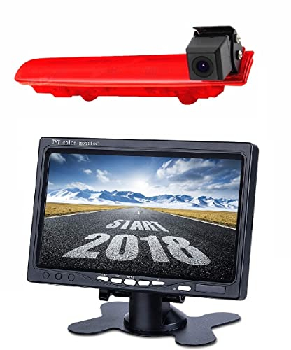 Misayaee Auto Dritte Dach Top Mount Bremsleuchte Kamera Bremslicht Rückfahrkamera für VW T5 T6 Transporter/Caravelle/Multivan 2010-2018 + 7.0 Zoll DVD Monitor TFT Bildschirm LKW KFZ LCD Display