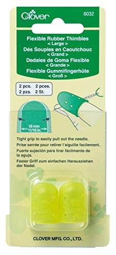 Clover CL6032 Thimbles: Flexible Rubber: Large: 2 Pieces, Elastomer, sortiert