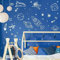 Weltraum Wandtattoo Universum Aufkleber Planet Erde Rakete Astronaut Vinyl Wandaufkleber Weiß 42X88 Cm