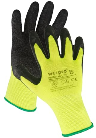 Trevendo 240 Paar Arbeitshandschuhe - neongelbe Montagehandschuhe mit Latex Beschichtung (Größe 10)