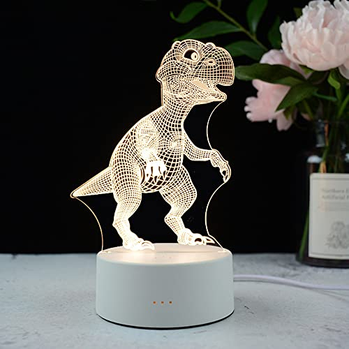 Mengjay Dinosaurier 3D Lampe, Dinosaurier Kinder Geschenk, 3D Dinosaurier Nachtlicht,für Geburtstagsgeschenk oder Wohnaccessoires 3D Dinosaurier Led Dinosaurier 7 Jährige Mädchen Geschenk.