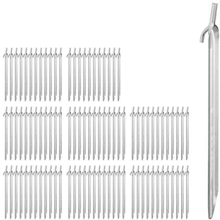 96 x Zeltheringe, Sandheringe für harte Böden, verzinkter Stahl, mit Haken & Schlagkopf, Strandheringe 30cm lang, Silber