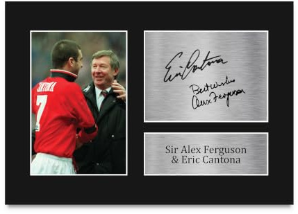 HWC Trading A4 Sir Alex Ferguson & Eric Cantona Gifts gedrucktes Autogramm für Fußballfans und Fans