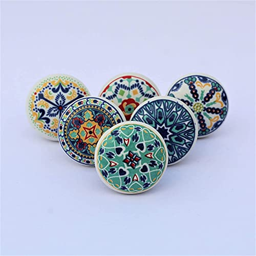 KPAVIR Set of 6 Handmade Ceramic Knobs | Ceramic Cabinet Pulls | Drawer Pulls for Home, Kitchen, Bathroom or Office | Drawer Knobs Comes with Bolts, Washer