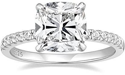 EAMTI 3,5 Karat 925 Sterling Silber Ringe Kissenschliff Zirkonia CZ Verlobungsringe Eheringe für Frauen Versprechen Ringe für Sie Größe 3-13, 6, Kristall, Zirkonia