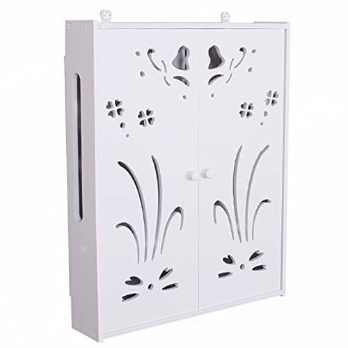 Wandmontierte Routerhalterung Schwimmende Regale WiFi Aufbewahrungsbox Hider Router Rack Desktop Aufbewahrungsbox Wandmontierte TV Set Top Box (Color : White-B, Size : 50x42x10cm)