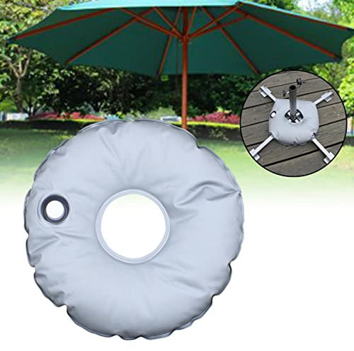 Tragbare, faltbare runde Wassergewichtstasche für Terrasse, Strand, Sonnenschirmständer, gefüllt mit Wasser für Outdoor-Regenschirmhalter, Flaggenbasis, Marktschirm-Basis, Zubehör (grau)