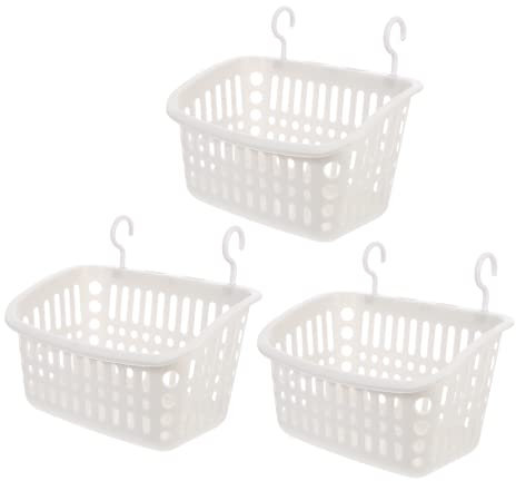 3 PCS Panier en Plastique Suspendu avec Crochets Bathroom Organisateur de Rangement pour Salle de Bain