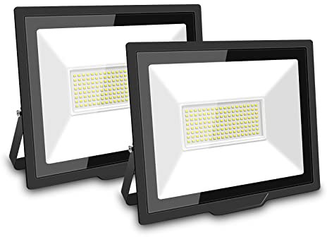 SKYWORLD LED Strahler Außen, 2 Stücke 100W 10000LM LED Fluter, LED Außenstrahler, 6000K Kaltweiß Wasserdicht Aussenleuchte, Scheinwerfer Flutlicht Außenlampe für Garten Hinterhof Garage Hotel