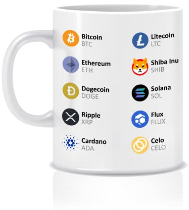 trendy Connect Tasse Cryptowährung Fan von Crypto, Bitcoin, Ether, Shiba Inu weiß